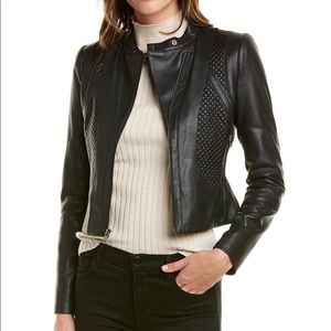 BCBGMAXAZRIA Misa Blocked Moto Leather Jacket